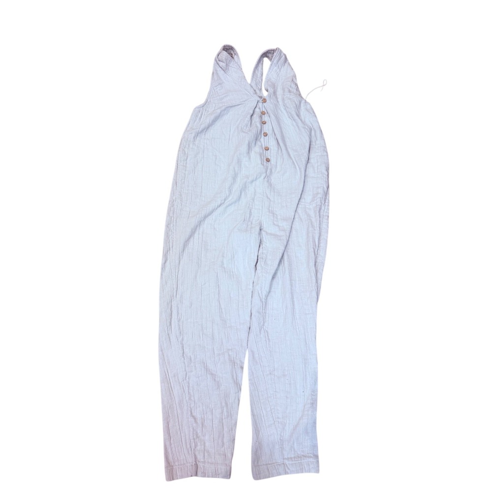 Free People Light Blue Gauze Button Front Sleeveless Jumpsuit Size S